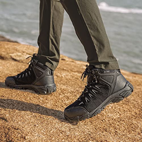 Image of SHULOOK Men's Waterproof Hiking Boots Non-Slip Lightweight Mid Top Ankle Boot Breathable Hiker Trekking Shoes