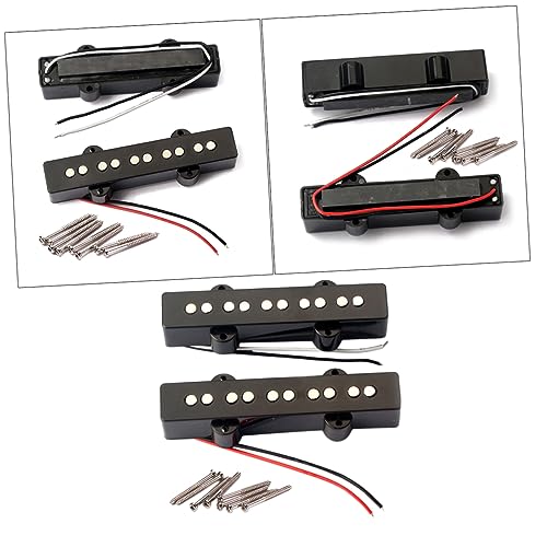Yardwe 5 String String Electric Bass Pickups Set Open Style Bridge and Neck Pickups for Jazz Jb Bass Guitar Parts Black Output for Rich Harmonics