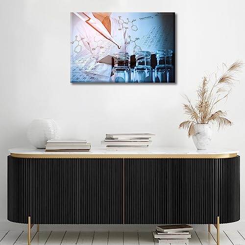 Image of TUMOVO 1 Panel Chemical Equations and Periodic Table Poster Artwork Canvas Wall Art Home Decor Clinical Laboratory Bathroom Decor Wall Art Print on Canvas Framed Ready to Hang (12 inch Wx18 H)