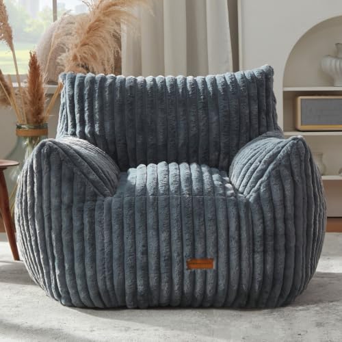 Image of Giant Bean Bag Chairs for Adults Teens with Filling Large Fluffy Bean Bag Chair with Armrests Plush Comfy BeanBag Couch Sofa Chair for Bedroom Living Room Reading