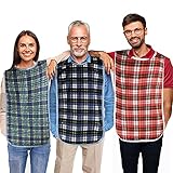 Kirimon Adult Bibs for Eating (3 Pack) - 30' x 19.5' Large Extra Long, Reusable Washable Dining...