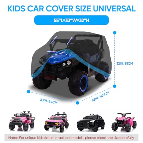 Image of Kids Ride On Car Cover, Waterproof 420D Toy Car Cover for Power Wheels Jeep | Heavy Duty Oxford with 3 Reflective Strips & Windproof Buckles,Universal Fit Toddler Electric Vehicle & 12V-36V Ride On Toys