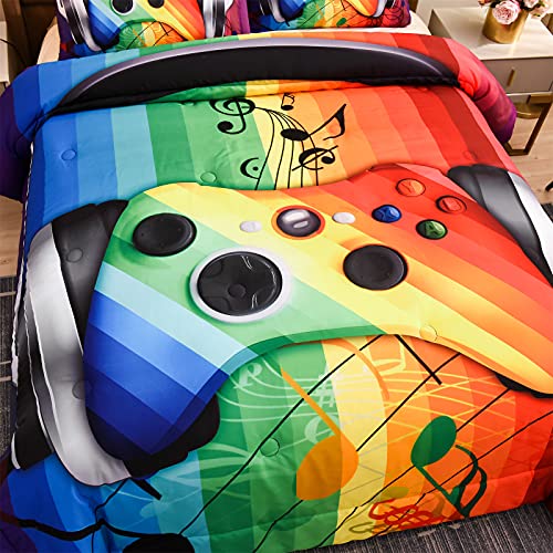 A Nice Night Gamer Gamepad Comforter For Boys Teen,Gaming Video Games Button With Controller,Vintage Music Themed Bedding Sets (Purple, Twin(68-By-88-Inches)) #TOP2