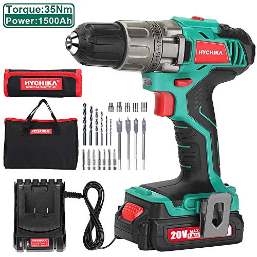 Cordless Drill Driver 20V Max, HYCHIKA Power Drill Set 310 In-lb Torque