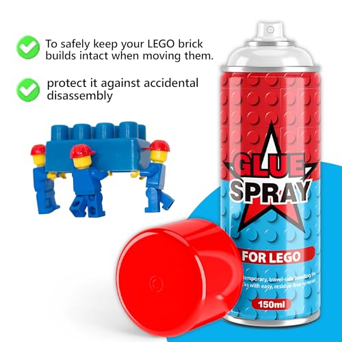 Image of Glue Spray for Lego, Dry Fast Without Leaving Sticky, Hold Still Togehter and Never Fall Apart, Won't Break or Loose Pieces in The Future, Temporary for Safe Transport & Display, 5.1 oz