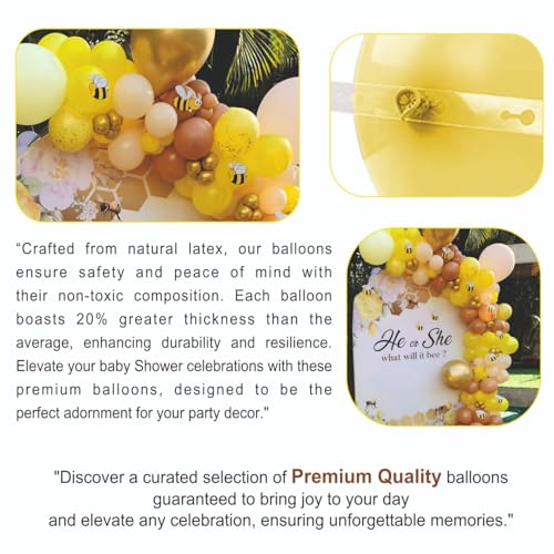 Image of Baby Shower Decoration Kit - 77 Pcs Yellow And Peach Themed Balloons with Bee's Paper Cutout | Garland Set for Party Decoration Mom to Be | Godh Bharai Decoration Item