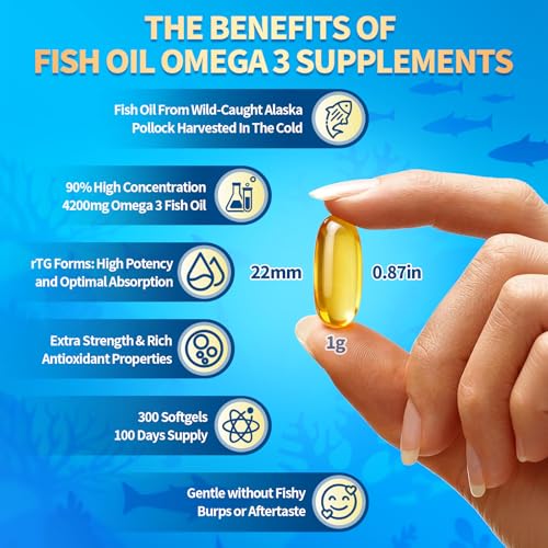 Image of VivoNu Triple Strength Omega 3 Fish Oil - 4200mg, 300 Softgels | Enteric-Coated for No Fishy Aftertaste | Wild-Caught | Third-Party Tested