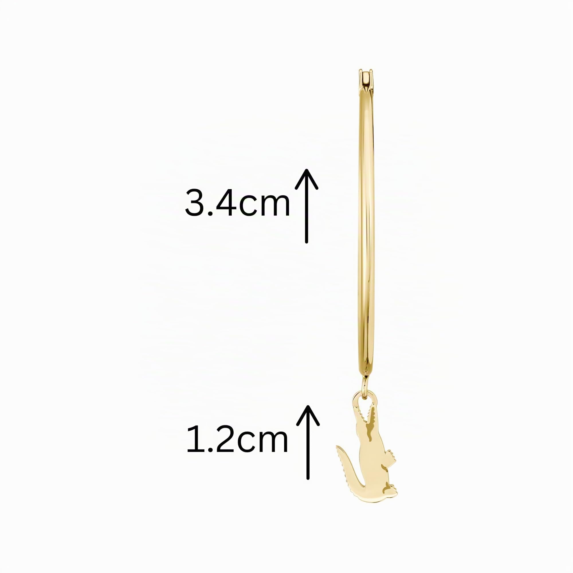 Lacoste Boucles d'Oreilles Créoles Pour Homme et Femme Collection CROCODILE en Acier Inoxydable avec un Charm en forme de Crocodile - Disponible en Version Or ou Argent