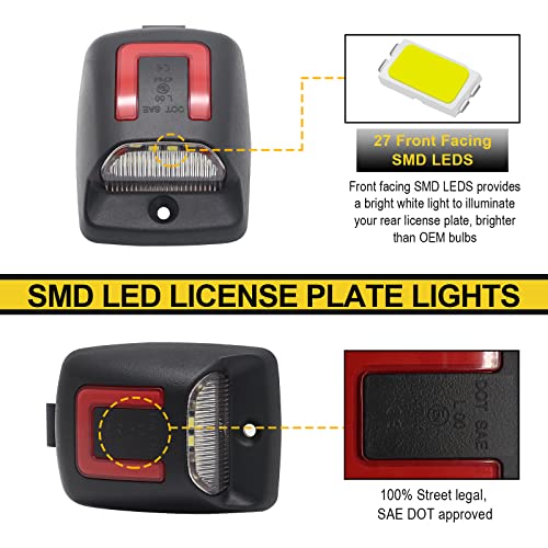 Image of R&F Auto Red OLED Neon Tube LED License Plate Light Replacement for Tacoma 2005-2015 / Tundra 2000-2013 Pickup Truck Tag Lamp 6000K Diamond White 2-Pieces Tag Lights Smoked Lens