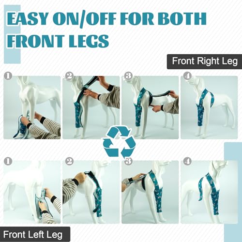 Image of ROZKITCH Front Leg Dog Sleeve for Front Right Left Leg, Pet Prevent Licking Wound Elbow Knee Protector, Dog Recovery Suit Cone Collar Alternative for Sprain ACL CCL Arthritis Joint Care Zebra XS