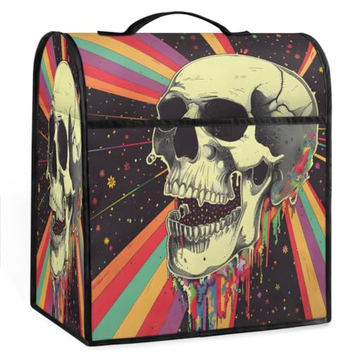 Coffee Maker Cover Skull Rainbow Kitchen Appliance Covers Small Appliance Covers Blender Cover Juicer Cover Dust Covers for Kitchen Appliances with Top Handle and Pockets,Washable,B143