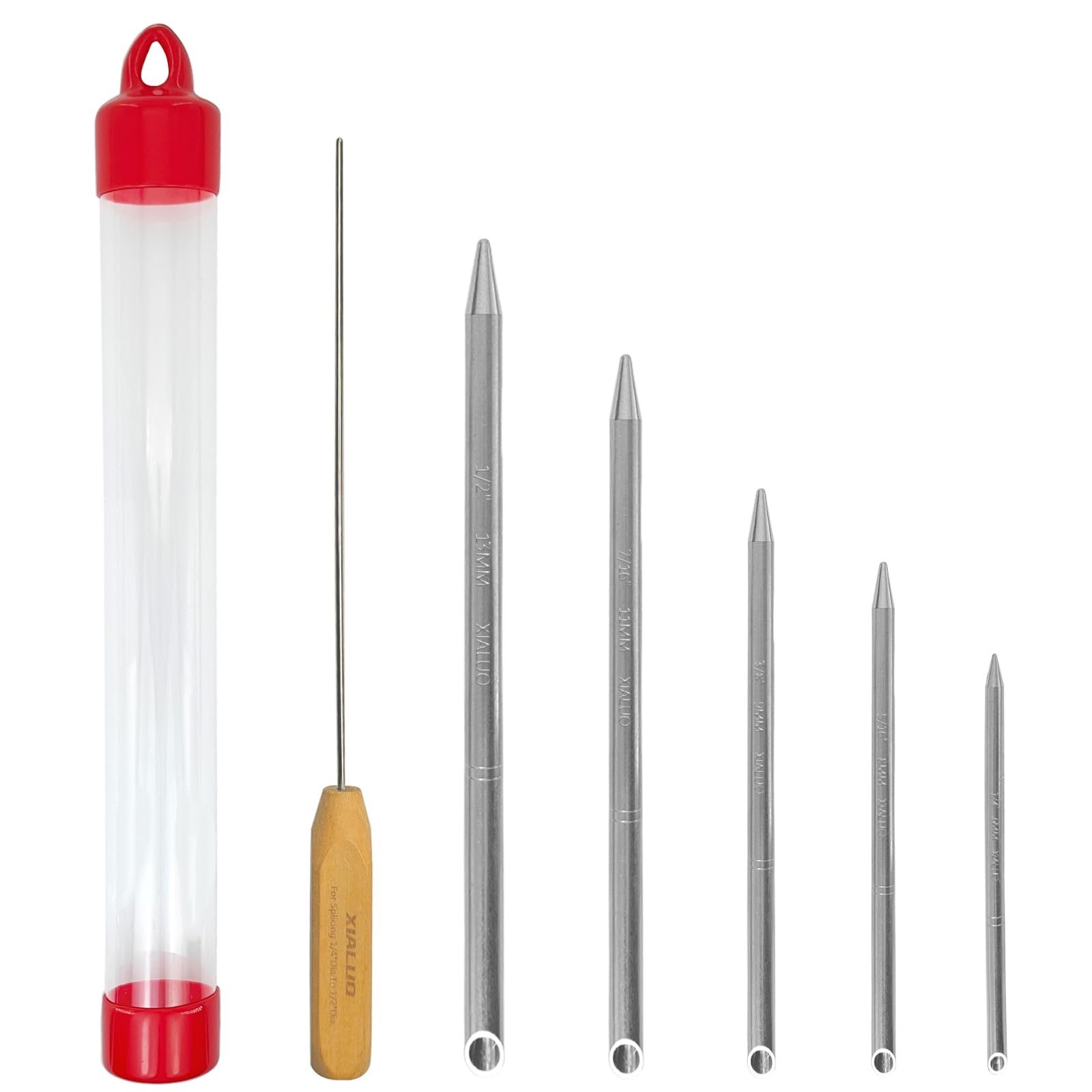 XIALUO Zestaw narzędzi do łączenia lin z 5 aluminiowymi narzędziami do łączenia lin i popychaczem liny, odpowiedni do podwójnych plecionych lin 1/10.2 cm 5/40.6 cm 3/20.3 cm 7/40.6 cm i 1/5.1 cm