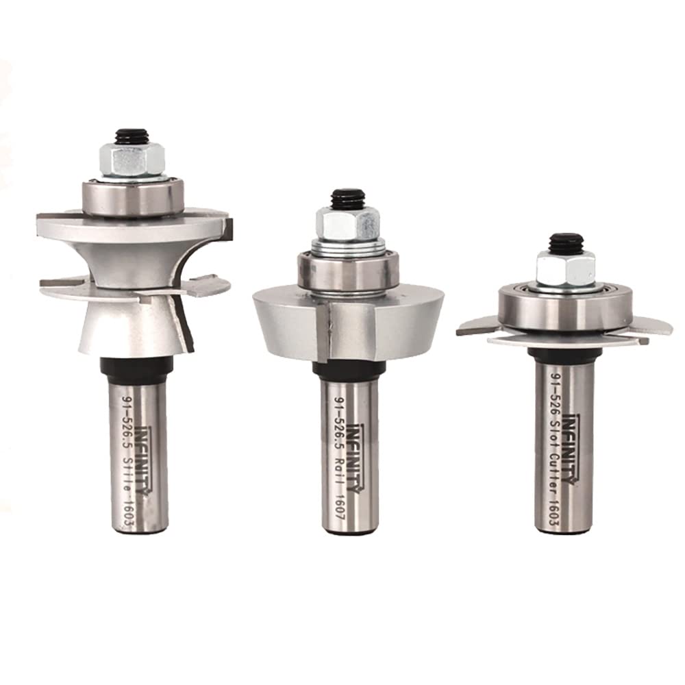 Infinity Cutting Tools 3-Pc. Ultimate Glass Door Making Router Bit Set - Ogee| Carbide Tip | Heavy-Duty | for Handheld Or Table Mounted Wood Router