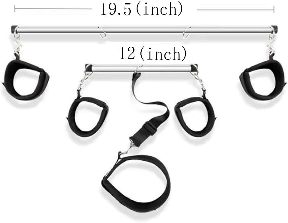 GOKA Expandable Spreader Bar, Adjustable Leather Straps Set Spreader Bar Position Master Thigh Spreader Adjustable Cuffs Restraint Sports Training Tools for Legs