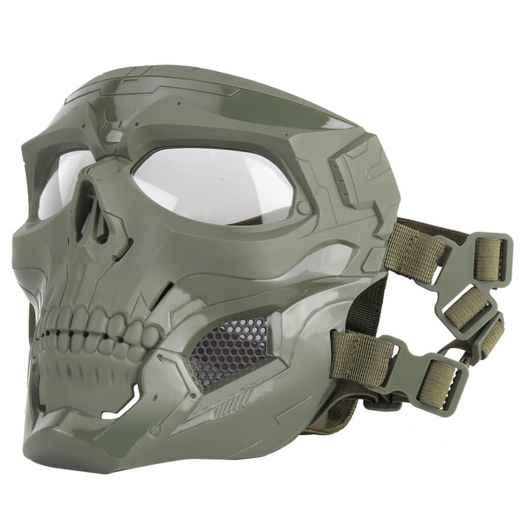 TS TAC-SKY Máscara De Paintball De Modo Dual Ajustable For Juegos De CS Al Aire Libre, Cosplay, Airsoft, Máscara Facial Completa con Gafas, Equipo Táctico(Green)