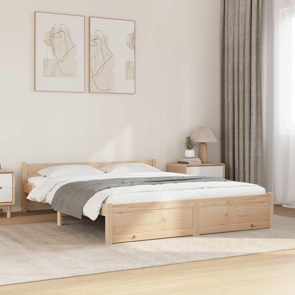vidaXL Estructura de Cama Madera Maciza Doble Pequeña Somier Dormitorio Base Habitación Muebles Mobiliario Hogar Cuarto Descanso 135x190 cm