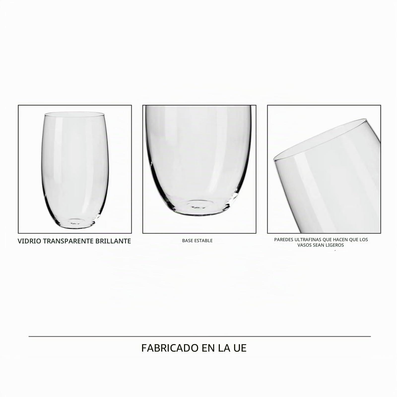 Krosno Vasos de Agua Jugo | Conjunto de 6 Piezas | 510 ML | Blended Collection | Perfectos para Uso en Casa, Restaurante y en Fiestas | Apto para Lavavajillas