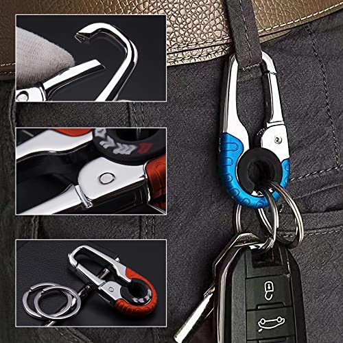 Qitiieli Men's Car Key Chain, Creative Stainless Steel Keychain, Car Keychain For Men, Men's Metal Waistband Car Keychain, Double Ring Design, Heavy Duty Double Layer Anti-Loss Car Keychain #TOP2