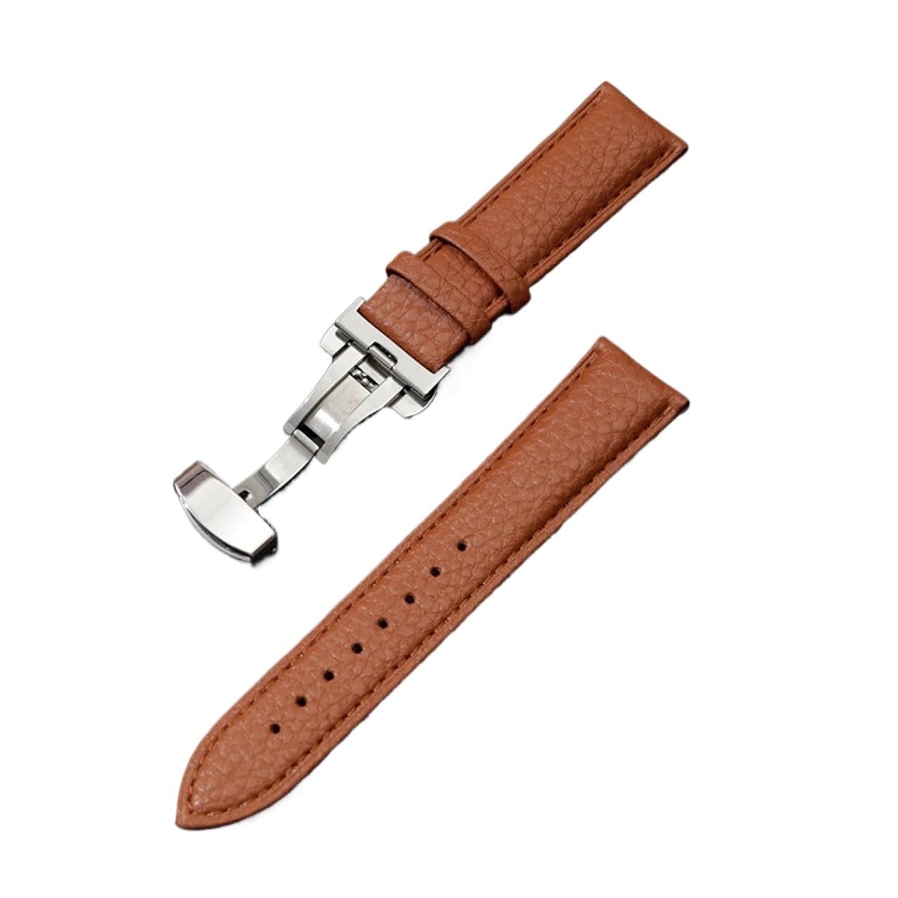 Run Ken Correas de reloj piel becerro con grano lichi, accesorios for relojes 18/20/22/24 mm, correa pulsera cuero genuino hebilla mariposa