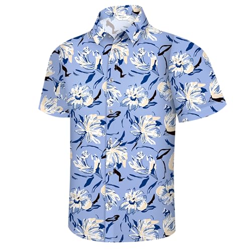 Image of Hawaiian Shirt for Men Tropical Shirts Summer Beach Button Down Short Sleeve Luau Aloha Floral Cruise Vacation Outfit 2026