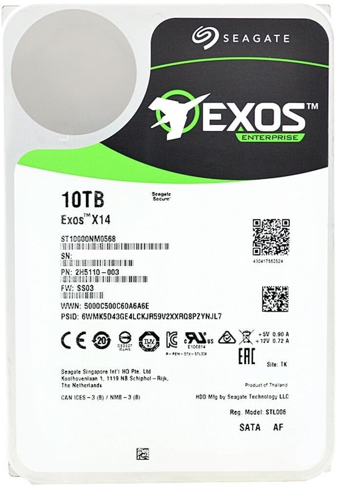 Seagate Exos X14 10TB Internal Server Hard Drive ST10000NM0568 3 5 Inch HDD 512e 4Kn SATA 6Gb s