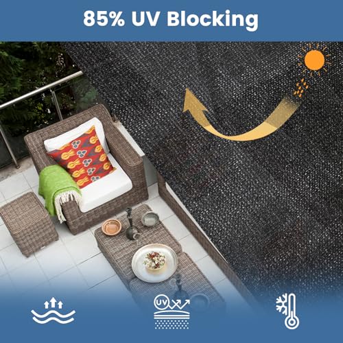 WindscreenSupplyCo Knitted Shade Cloth 10ft x 10ft 85% Sunblock Kennel Shade Cover with Grommets Black (Excludes Kennel) - PS1010BLKX1