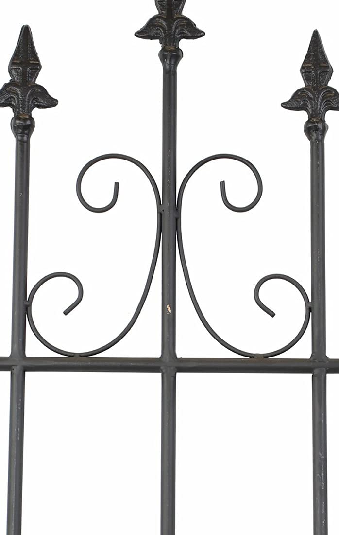 Dekozaun Lilie, 4er Set, 111 cm hoch, erweiterbarer Vintage Metallzaun schwarz, Gartenzaun, Steckzaun, Zierzaun, Vorgartenzaun, 4x Zaunelement 53 cm breit zum Stecken