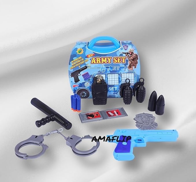 Pepstter® 19 Pcs Police Playset Toy for Kids, Boys with Handcuff, Mini Bullet Gun Toy for Role Pretend Play Game Weapon Set for Kids Boys (Multicolor) (B0D3C891SB) Amazon Price History, Amazon Price Tracker