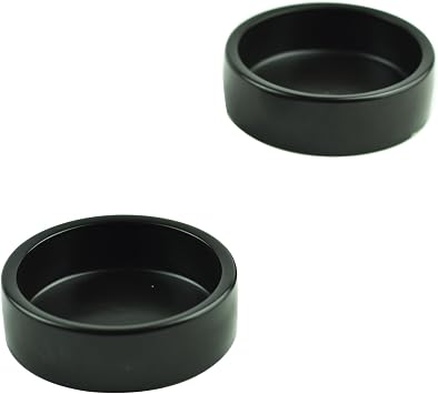 OMEM 2 Pack Black Ceramic Reptile Food and Water Dish Anti Escape Bowl for Bearded Dragons, Lizards, Geckos and Leopards Large