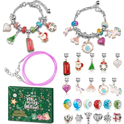 Advent Calendar 2024 Girls, Unicorn & Christmas Themed Charm...