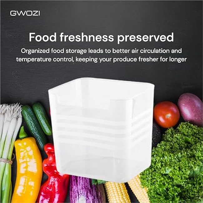 Refrigerator Organizer Bins - Fridge Organizers and Storage Clear - Plastic Storage Bins for Food & Drink - Fruit Storage Containers for Fridge - Kitchen/Pantry Organization and Storage, 6 Pcs