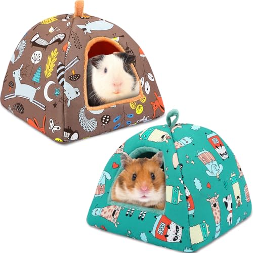 PETKNOWS 2 Pack Guinea Pig Bed, Guinea Pig Hideout Washable Small Animal House Cage Accessories for Dwarf Rabbits Chinchillas Hamsters Hedgehogs Ferrets Bearded Dragons and Rats