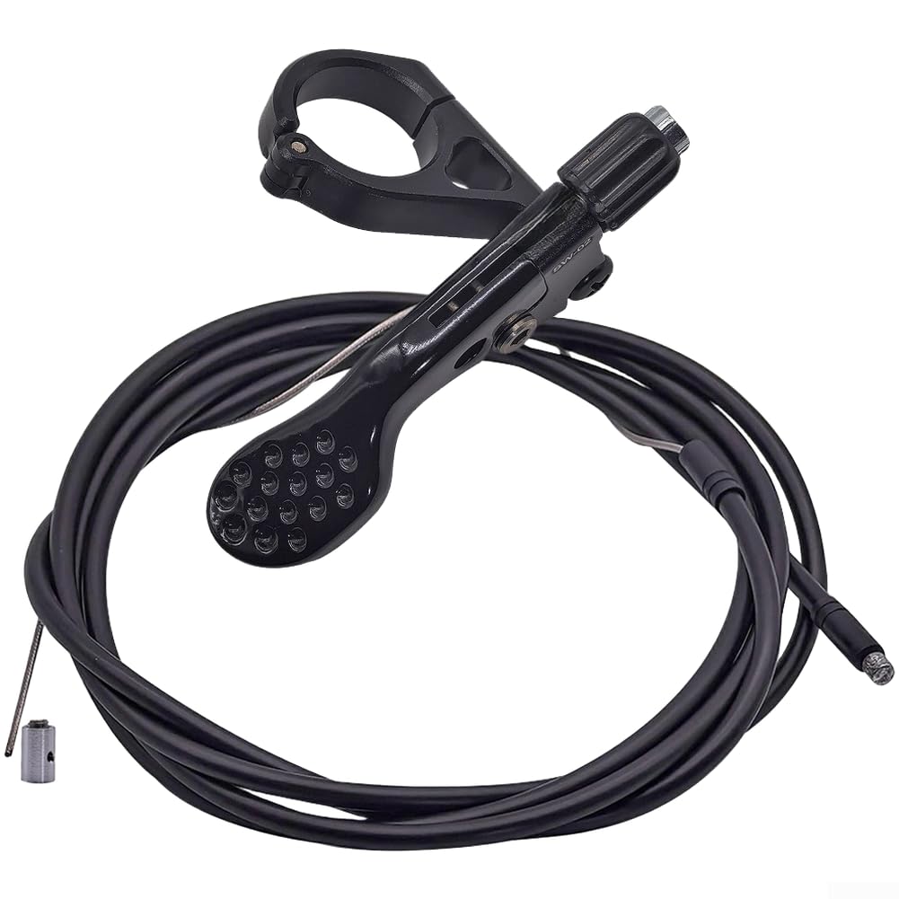 Belnotelt Aluminum Alloy Dropper Seatpost Remote Lever for Mountain Road Bike, Dual Internal External Cable Routing, Ergonomic Thumb Button with Adjustable Cable Kit(SW-02 Model - Black)