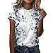Camiseta de manga corta para mujer, cuello redondo, informal, holgada, con estampado de flores, estilo informal, marine, XXL