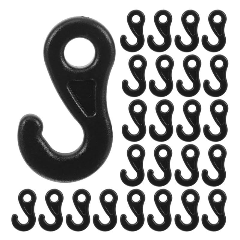 iplusmile 100 Stück Zelt Haken für Abspannleine, POM Kunststoff Outdoor Zubehör Wetterfest Camping Befestigung für Tarp Sonnensegel und Vorzelt Schwarz 3,7cm
