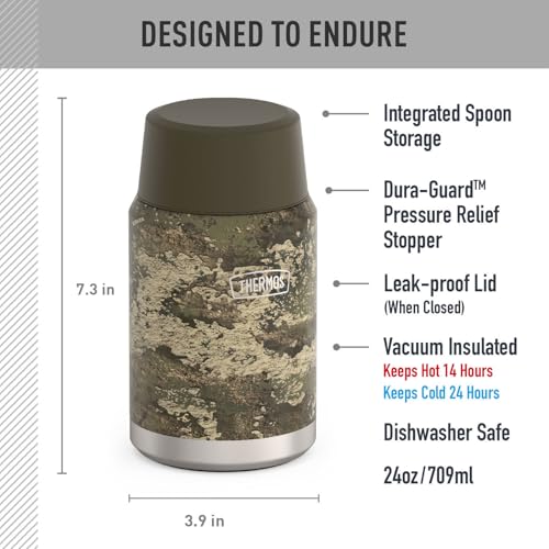 Image of THERMOS, Stainless Steel Food Jar with Spoon, 24 Ounces, True Timber