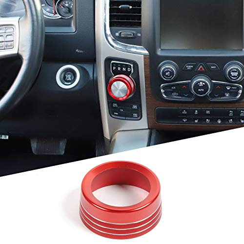 Hoolcar Red Gear Shift Knob Cover ABS Sticker Trim for 2013-2017 Dodge Ram (Not fit Rebel Modle)