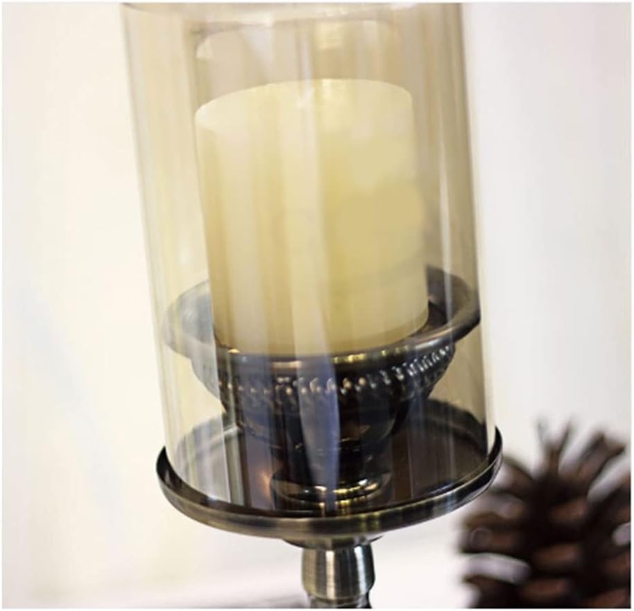 Candlesticks,Candle Stands Retro Metal Glass Candle Holder Restaurant Family Family Candle Holder Decorative Feather Container Ornaments to Send Candles Candlestick Holder for Candlel