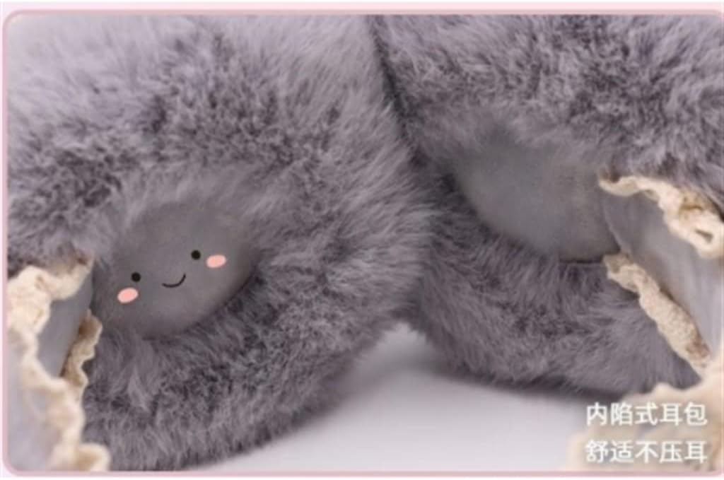 Gray Cute Earmuffs Warm Women's Hanging Ear Cover Warmer Winter Folding