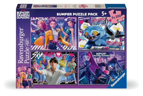 Ravensburger - Puzzle K-Pop Demon Hunters 4 x 100 pièces, Enfants de 5 Ans