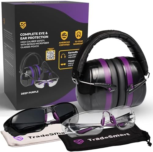 TradeSmart Shooting Ear Protection for Gun Range, NRR 28 Earmuffs & Eyewear