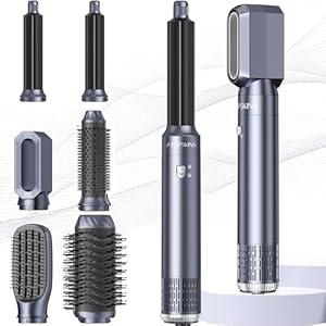 Atopskins Hairstyler 6 in 1 Airbrush Haarstyler Pro Air Styler mit Haartrockner, Auto-Hair Wrap, Warmluftbürste, Föhnbürste, Rundbürstenföhn, Geben Sie dem Haar Volumen, Glätten, Locken und Föhnen
