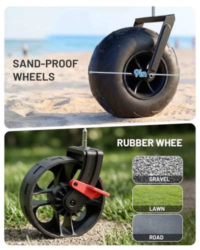 Image of TIMBER RIDGE Beach Wagon with Balloon Wheels& All-Terrain Wheels, Tailgate | 300 lbs Heavy Duty Foldable Wagon for Sand Camping Sports，47 inch L Beach Cart with 9 inch Big Sand-Proof Wheels