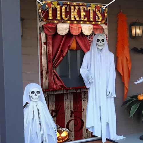 Lecheme Halloween Evil Circus Door Cover Creepy Carnival Party Decorations - image 8