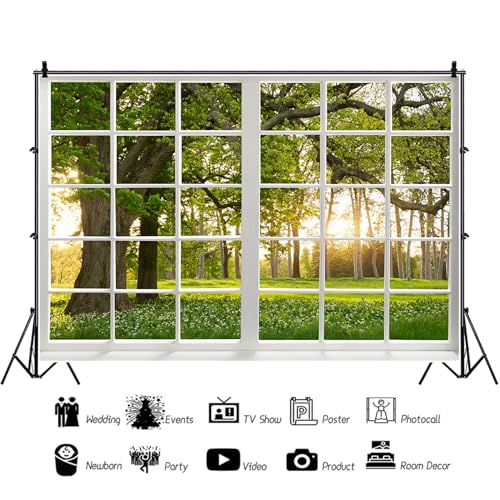Fondo fotográfico Renaiss 5x3ft Verde Bosque miniatura 2
