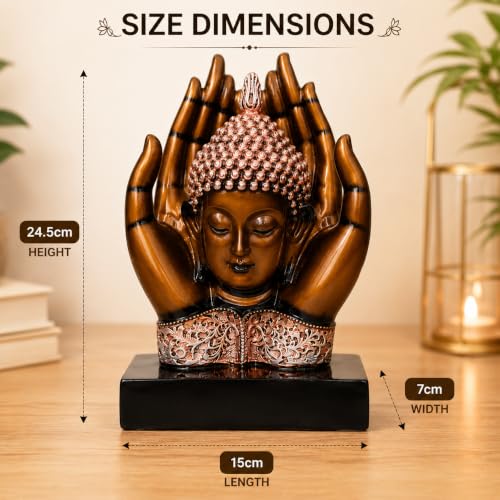 Image of ZAICUS Buddha Head in Praying Hands Showpiece for Home Decor, Meditating Buddha Statue, Spiritual Tabletop Figurine for Living Room, Office Desk & Zen Decoration