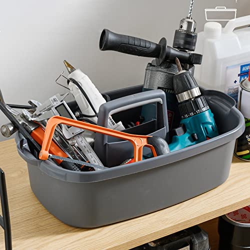 Haundry Large Cleaning Caddy with Handle, Cleaning Tool Storage Basket Organizer, Sturdy Pail Bucket Organizer, Household Bucket for Cleaning Supplies - Gray Haundry Large Cleaning Caddy with Handle, Cleaning Tool Storage Basket Organizer, Sturdy Pail Bucket Organizer, Household Bucket for Cleaning Supplies - Gray