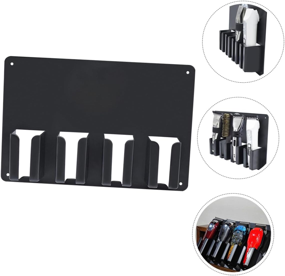 VALICLUD Wall Mounted Hair Clipper Holder Rack with Multi Slot Storage