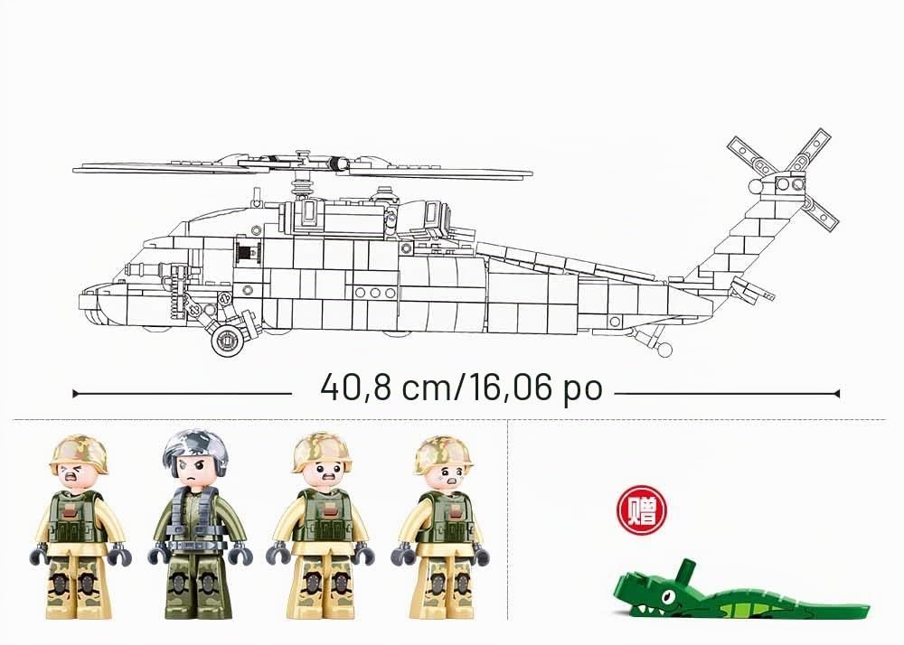 Sluban M38-B1012 ModelBricks-UH-60 Black Hawk 692 pièces