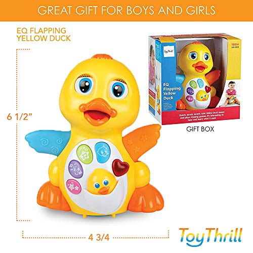 Toythrill Walking & Dancing Yellow Duck Toy For 1 Year Old Baby - Interactive Action Learning Educational Flapping Light Up Dancing Duck With Music, Light Up & Dancing Modes, 6 Singing Musical Songs #TOP3
